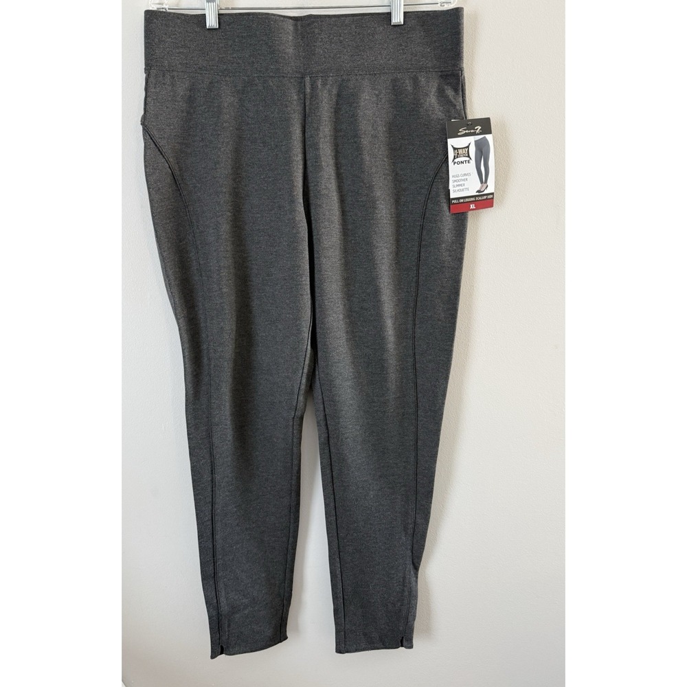 NWT 7 SEVEN Womens Grey 4 way stretch Pull On Ankle Legging Scalloped XL Office